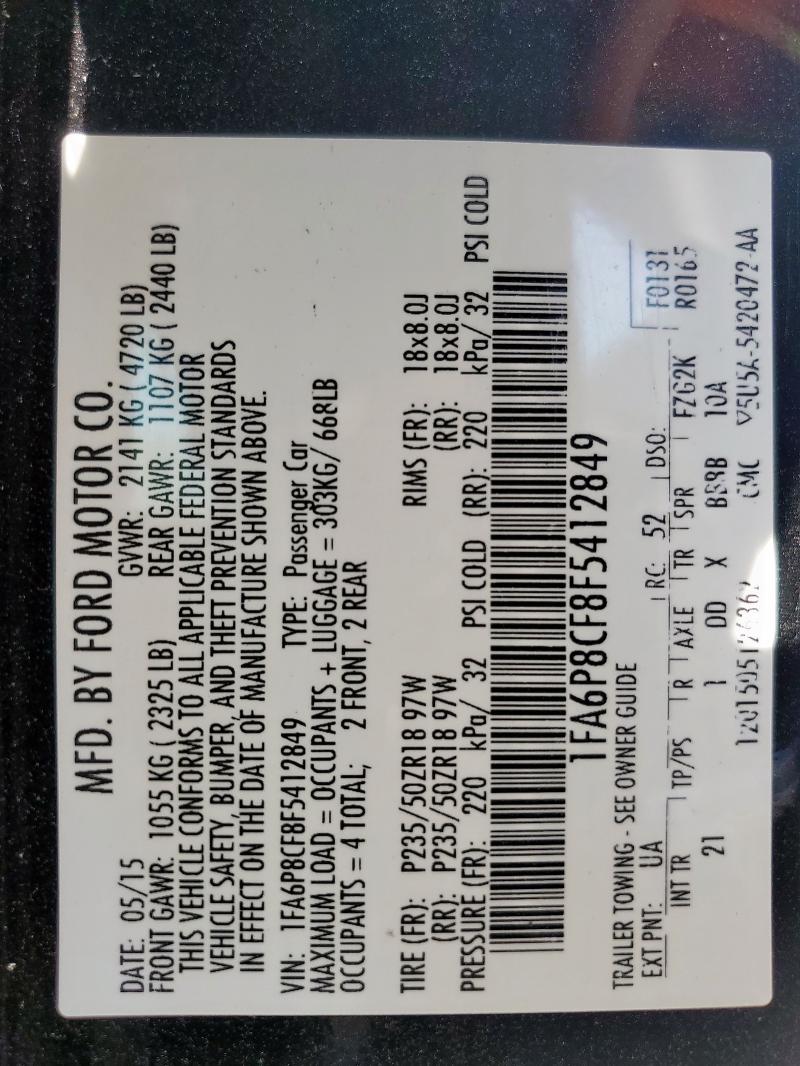 2015 FORD MUSTANG GT 1FA6P8CF8F5412849
