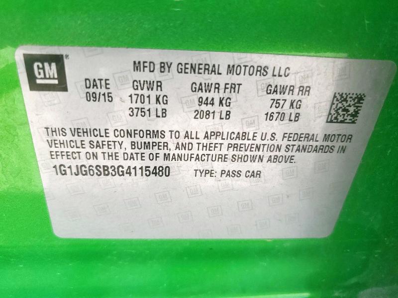 2016 CHEVROLET SONIC RS 1G1JG6SB3G4115480
