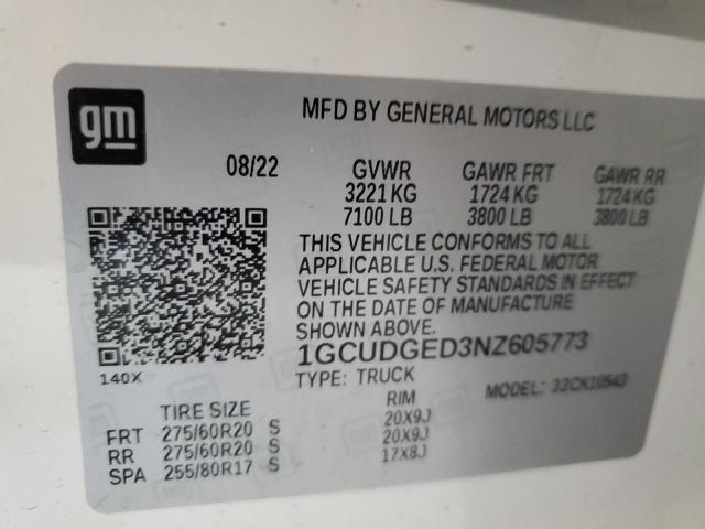 2022 CHEVROLET SILVERADO 1GCUDGED3NZ605773