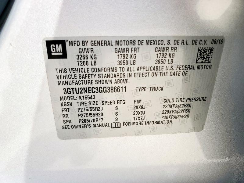 2016 GMC SIERRA K15 3GTU2NEC3GG386611