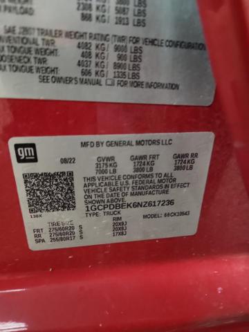 2022 CHEVROLET SILVERADO 1GCPDBEK6NZ617236