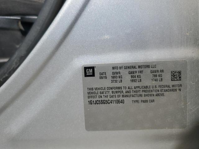 2016 CHEVROLET SONIC LT - 1G1JC5SG5G4110640