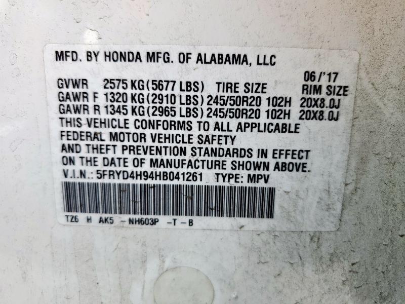 2017 ACURA MDX ADVANC 5FRYD4H94HB041261