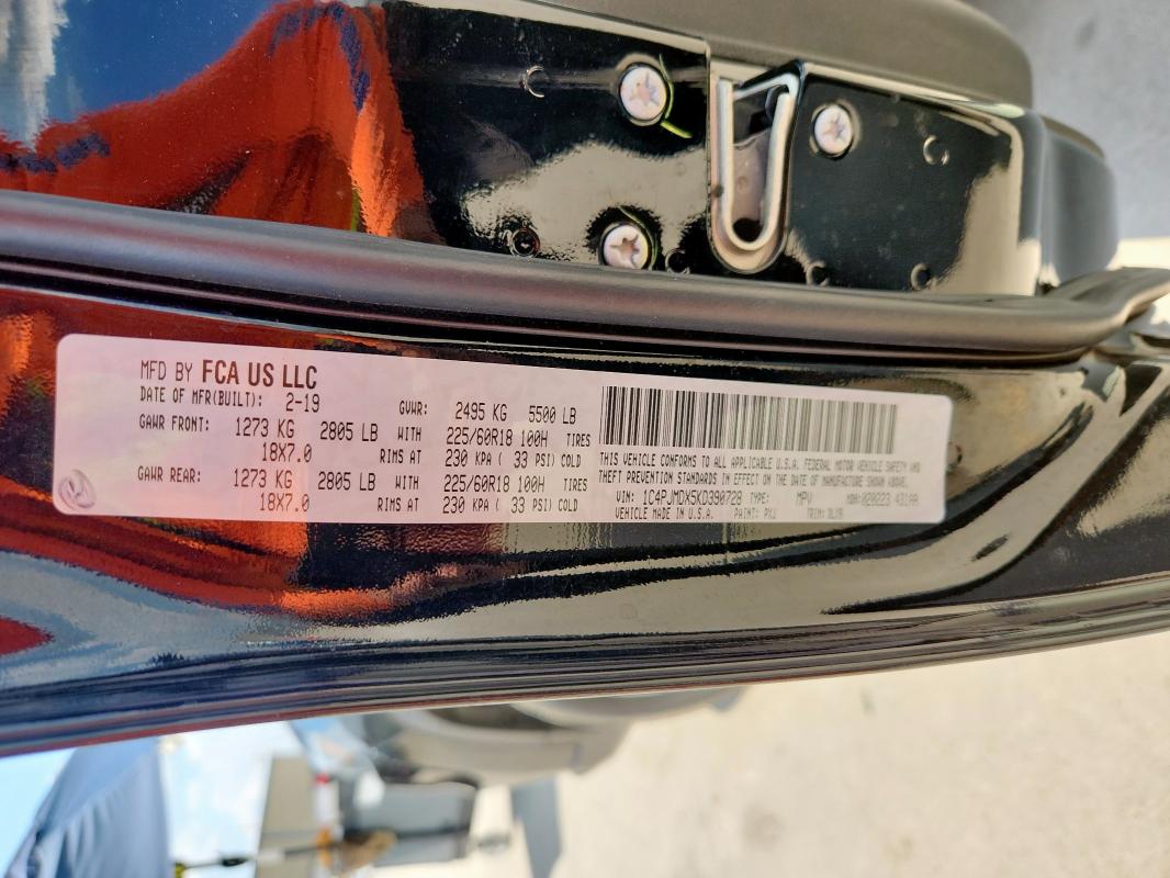 2019 JEEP CHEROKEE LIMITED 1C4PJMDX5KD390728