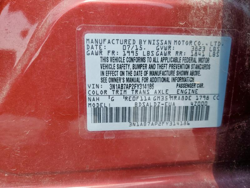 2015 NISSAN SENTRA S - 3N1AB7AP2FY314186
