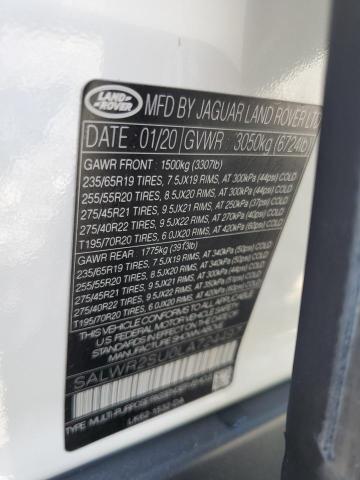 2020 LAND ROVER RANGE ROVE SALWR2SU0LA724497