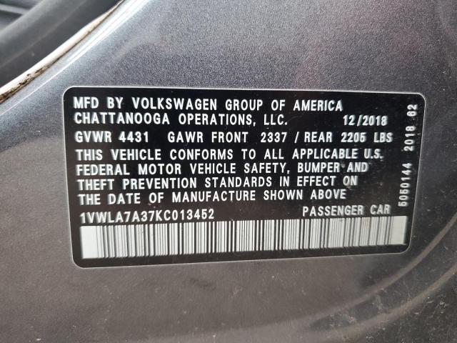 2019 VOLKSWAGEN PASSAT WOL 1VWLA7A37KC013452