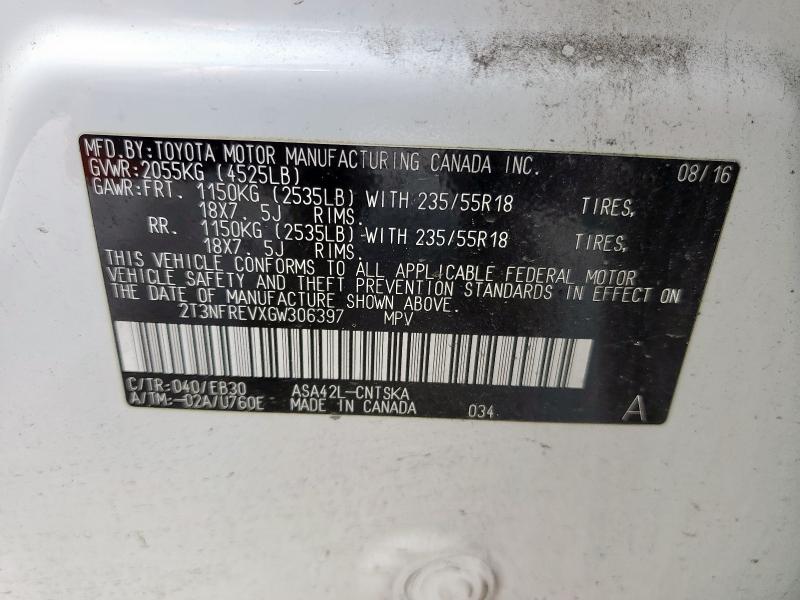 2016 TOYOTA RAV4 SE 2T3NFREVXGW306397