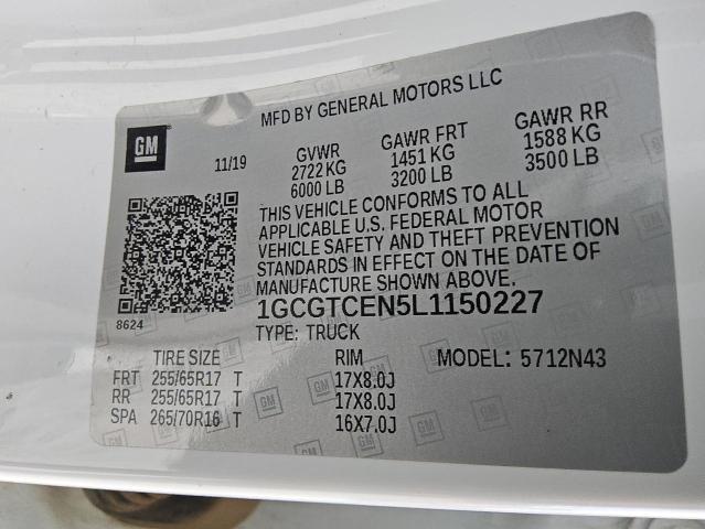 2020 CHEVROLET COLORADO LT 1GCGTCEN5L1150227