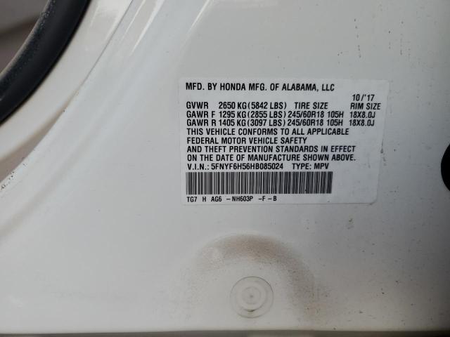 2017 HONDA PILOT EXL 5FNYF6H56HB085024