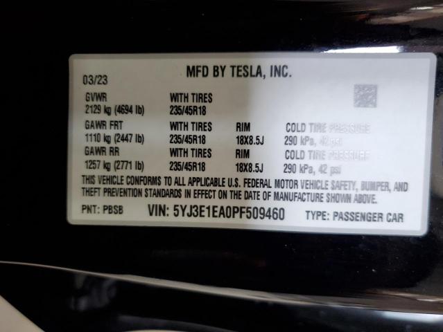 2023 TESLA MODEL 3 5YJ3E1EA0PF509460