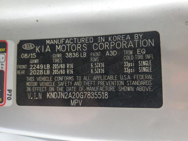 2016 KIA SOUL KNDJN2A20G7835518