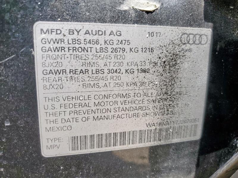 2018 AUDI Q5 PREMIUM WA1BNAFY7J2079051