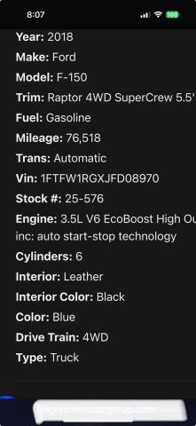 2018 FORD F150 RAPTO - 1FTFW1RGXJFD08XXX