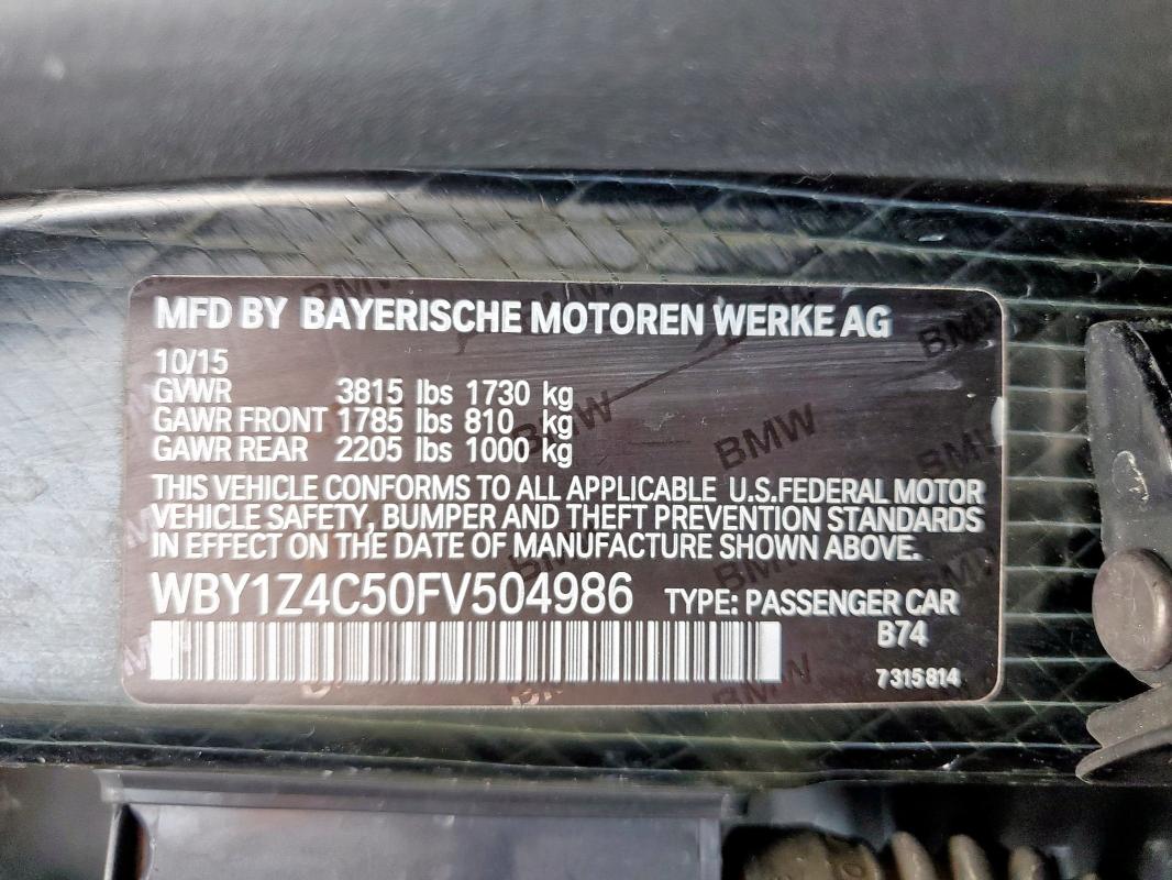 2015 BMW I3 REX - WBY1Z4C50FV504986