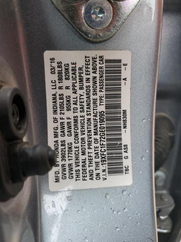 2016 HONDA CIVIC EXL 19XFC1F72GE019095