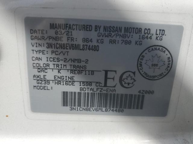 2021 NISSAN VERSA SV 3N1CN8EV6ML874480