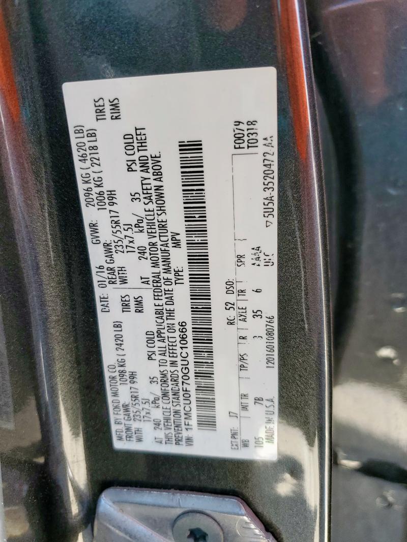 2016 FORD ESCAPE S 1FMCU0F70GUC10666