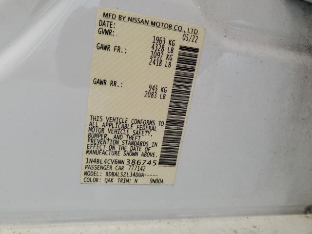 2022 NISSAN ALTIMA SR 1N4BL4CV6NN386745