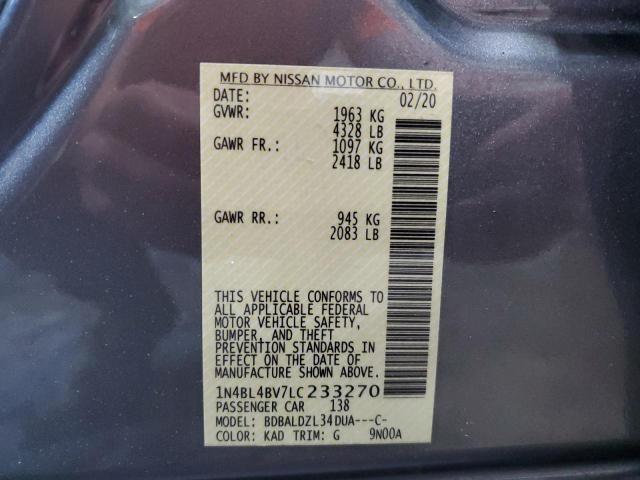 2020 NISSAN ALTIMA S 1N4BL4BV7LC233270