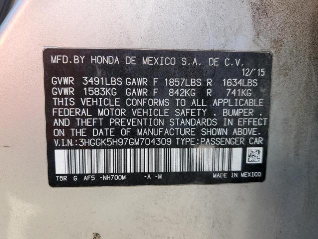 2016 HONDA FIT EX 3HGGK5H97GM704309