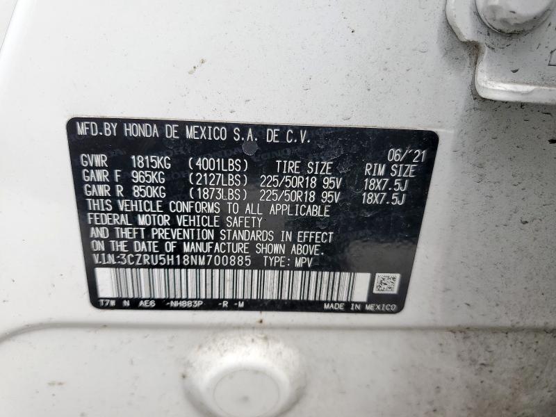 2022 HONDA HR-V SPORT 3CZRU5H18NM700885