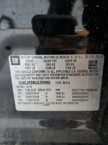 2018 CHEVROLET TRAX LS 3GNCJNSB8JL299982