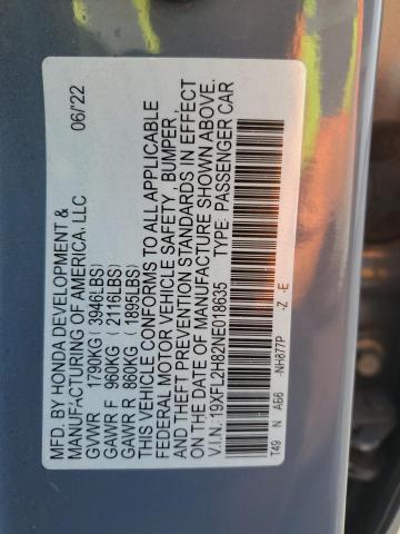 2022 HONDA CIVIC SPOR 19XFL2H82NE018635