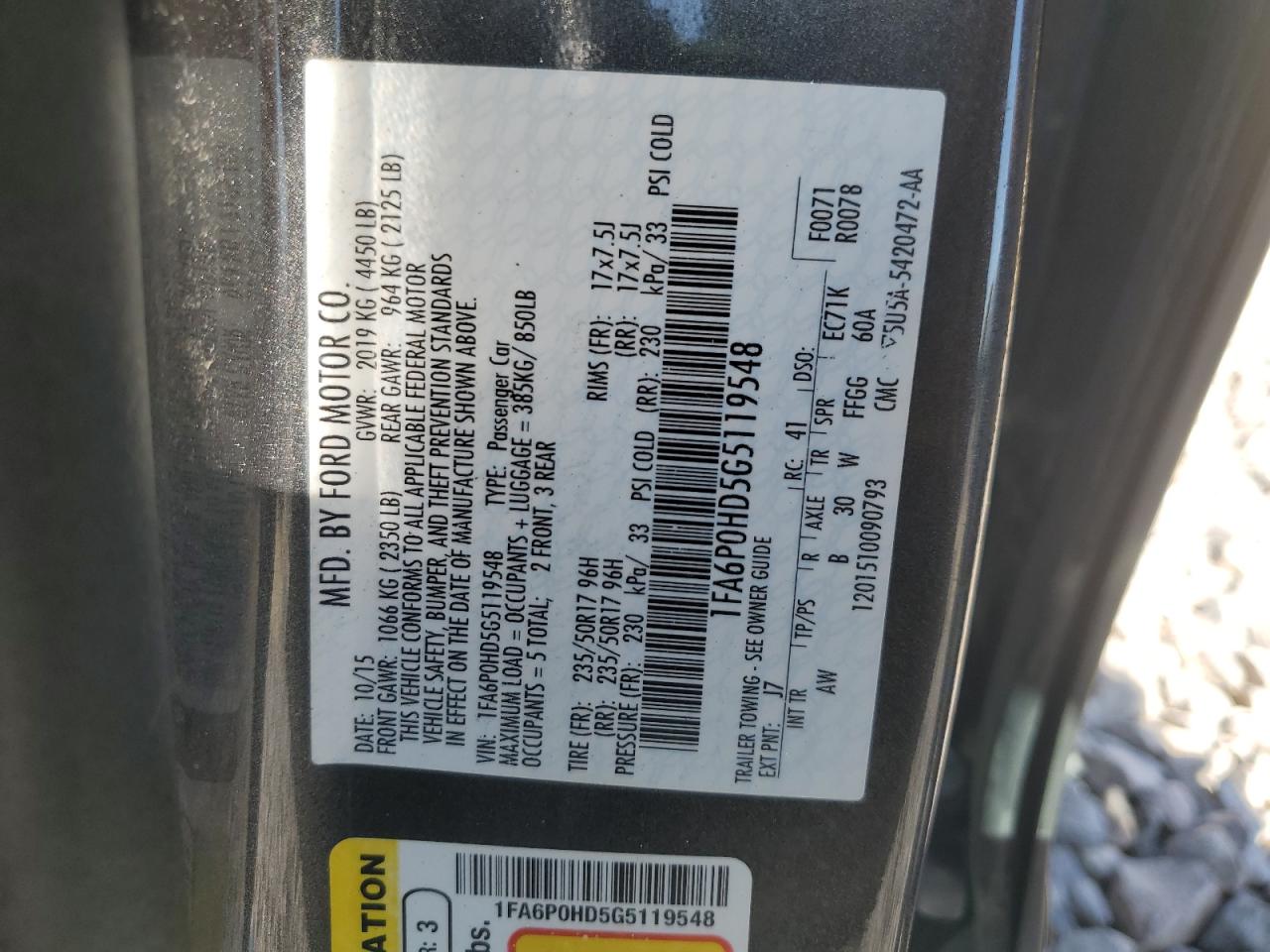 Lot #3301668635 2016 FORD FUSION SE