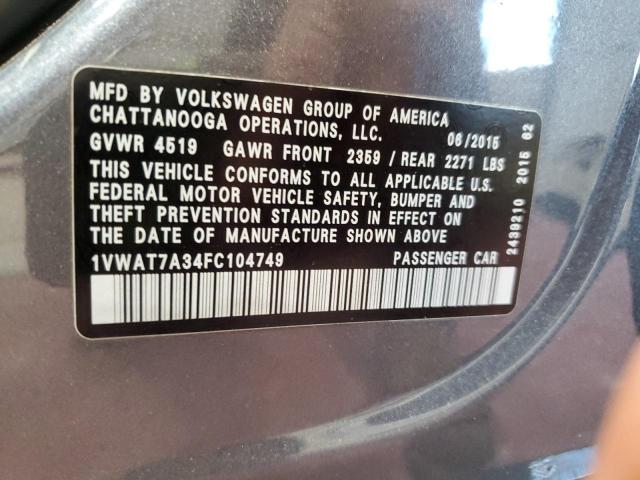 2015 VOLKSWAGEN PASSAT S 1VWAT7A34FC104749