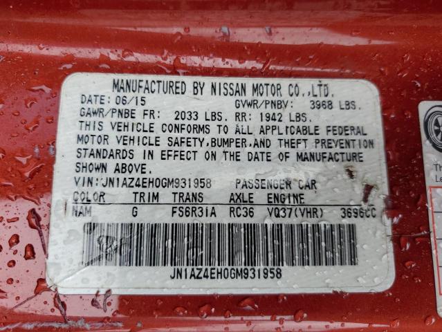 2016 NISSAN 370Z BASE JN1AZ4EH0GM931958
