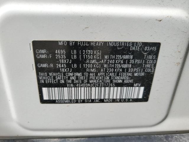 2015 SUBARU OUTBACK 2.5I LIMITED 4S4BSAJC2F3317265