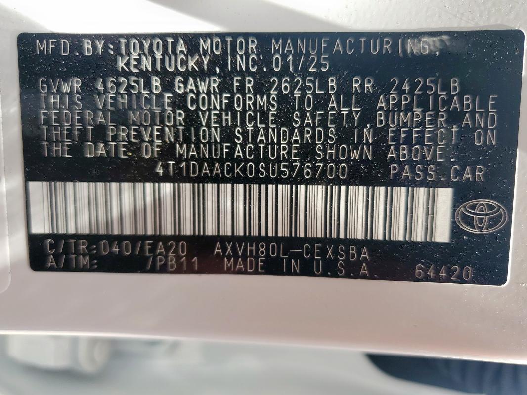 2025 TOYOTA CAMRY XSE - 4T1DAACK0SU576700