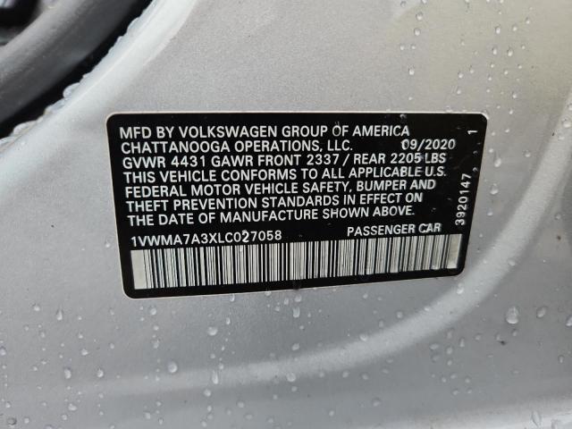 2020 VOLKSWAGEN PASSAT R-L 1VWMA7A3XLC027058