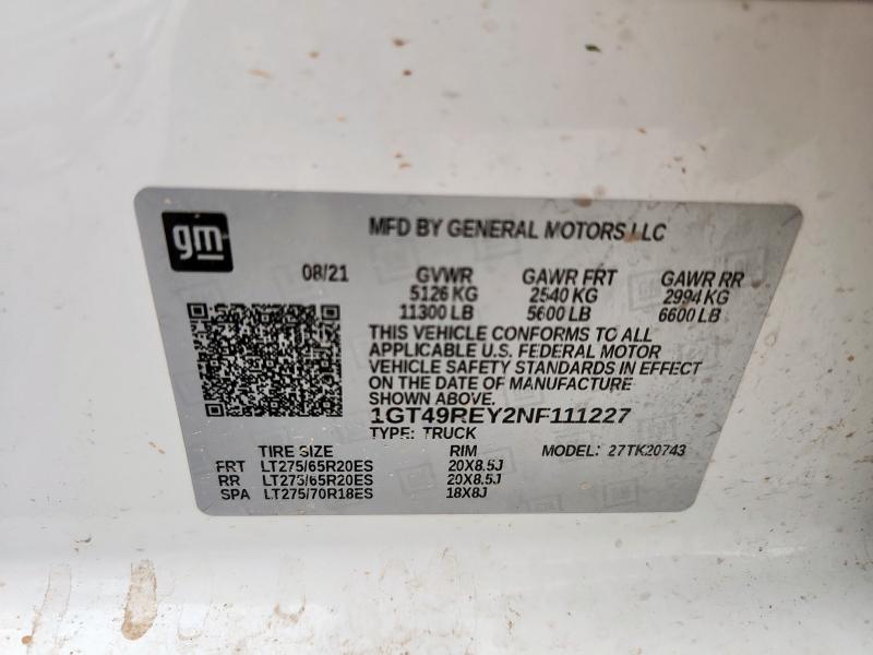 2022 GMC SIERRA DEN 1GT49REY2NF111227