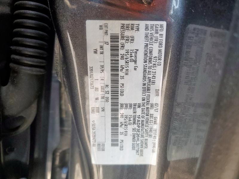 2017 FORD FOCUS S 1FADP3E26HL307567