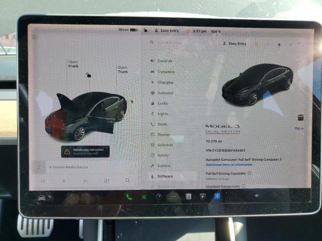 2019 TESLA MODEL 3 5YJ3E1EB2KF434407