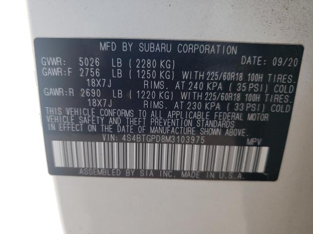 2021 SUBARU OUTBACK TO 4S4BTGPD8M3103975
