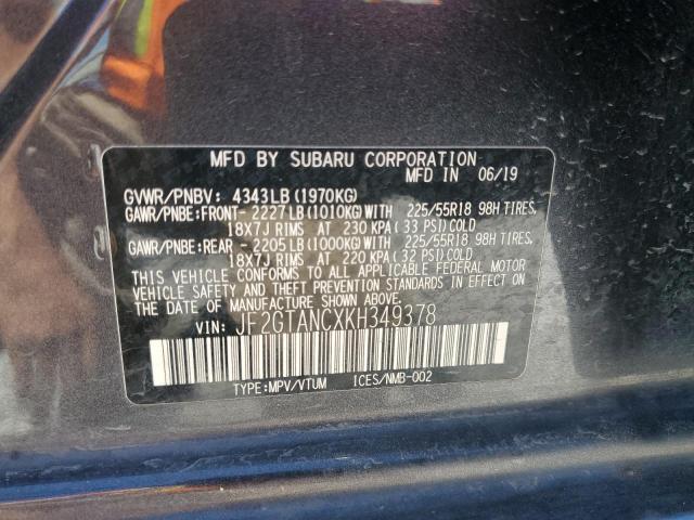 2019 SUBARU CROSSTREK LIMITED JF2GTANCXKH349378