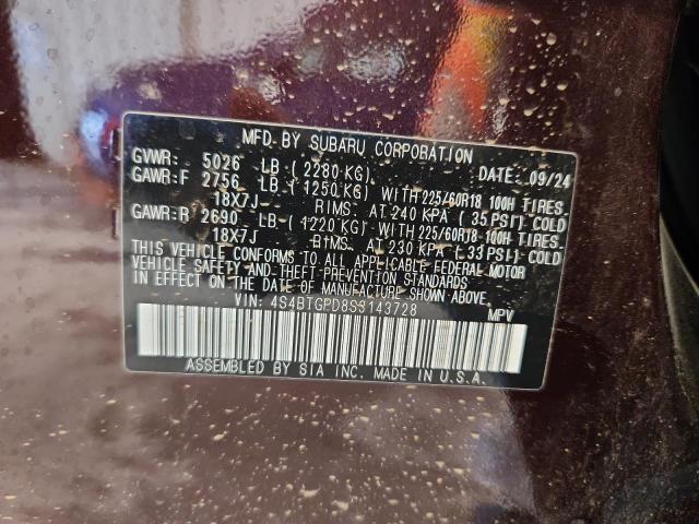 2025 SUBARU OUTBACK TO 4S4BTGPD8S3143728