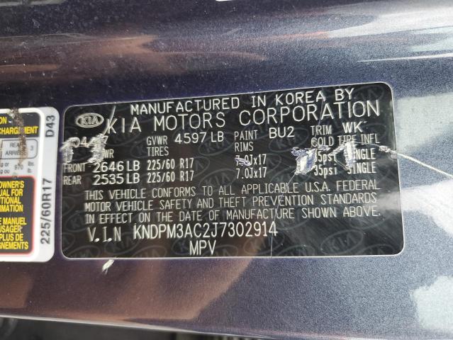 2018 KIA SPORTAGE LX KNDPM3AC2J7302914