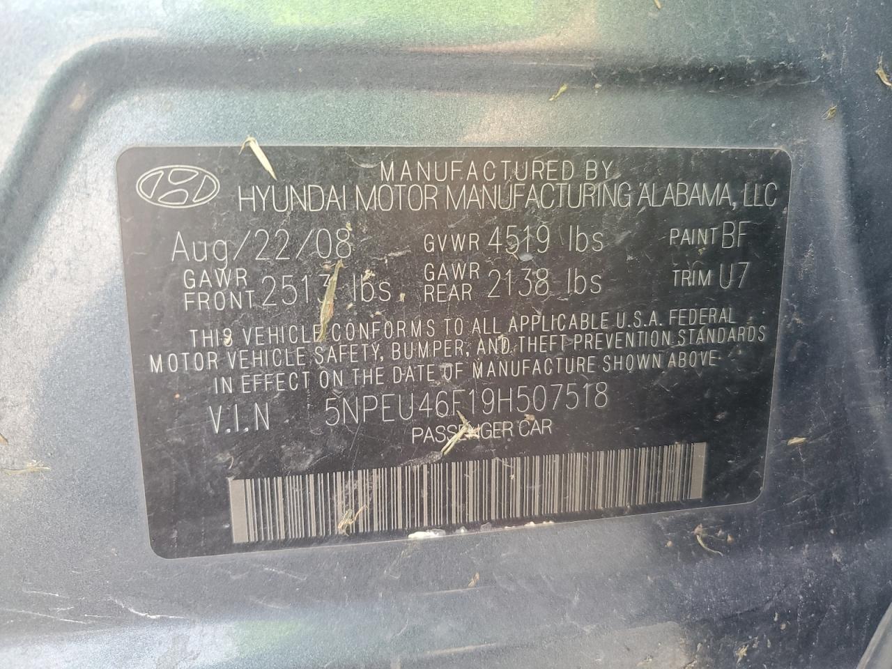 Lot #3234602433 2009 HYUNDAI SONATA SE