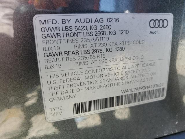 2016 AUDI Q5 PREMIUM WA1L2AFP3GA103624