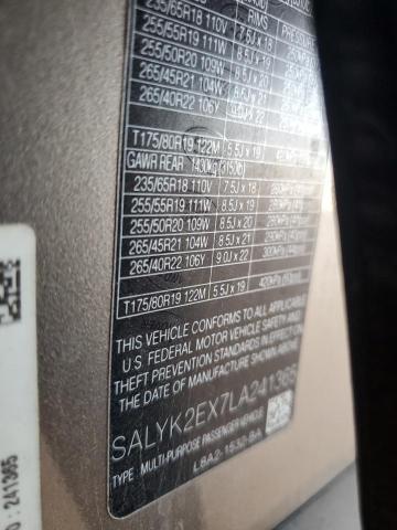 2020 LAND ROVER RANGE ROVE SALYK2EX7LA241365