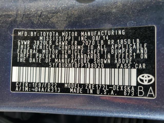 2015 TOYOTA COROLLA L - 5YFBURHE0FP188020