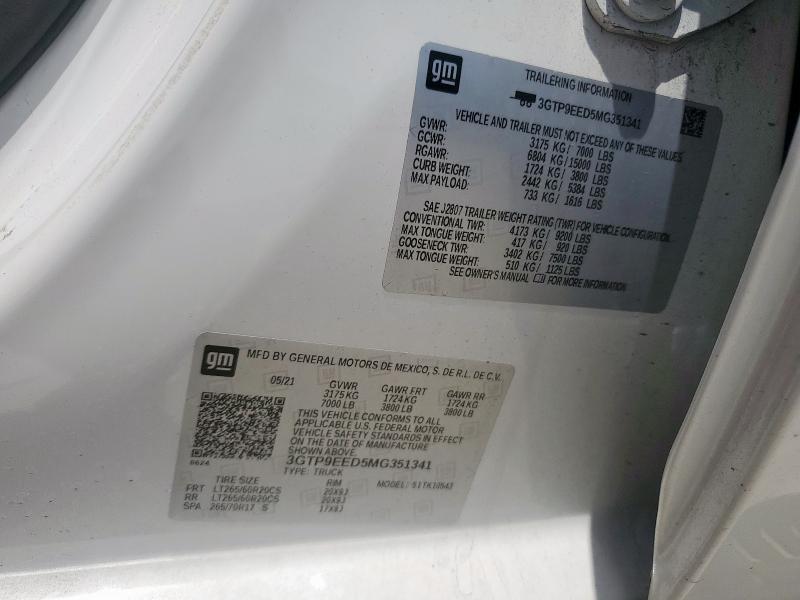 2021 GMC SIERRA K1500 AT4 3GTP9EED5MG351341