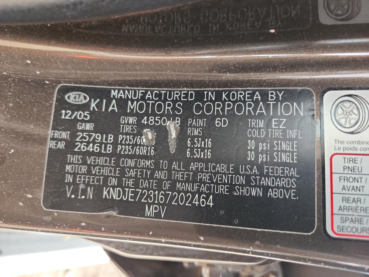 Lot #3281592391 2006 KIA NEW SPORTA