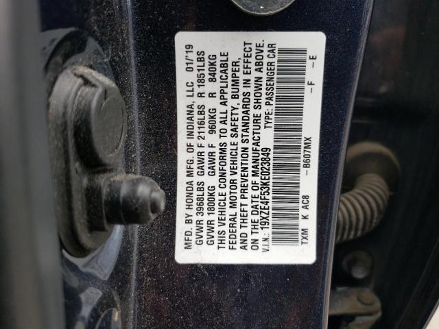 2019 HONDA INSIGHT EX 19XZE4F53KE023849