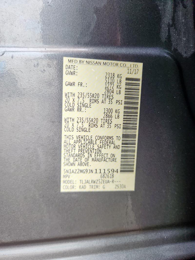 2018 NISSAN MURANO SL 5N1AZ2MG9JN111594