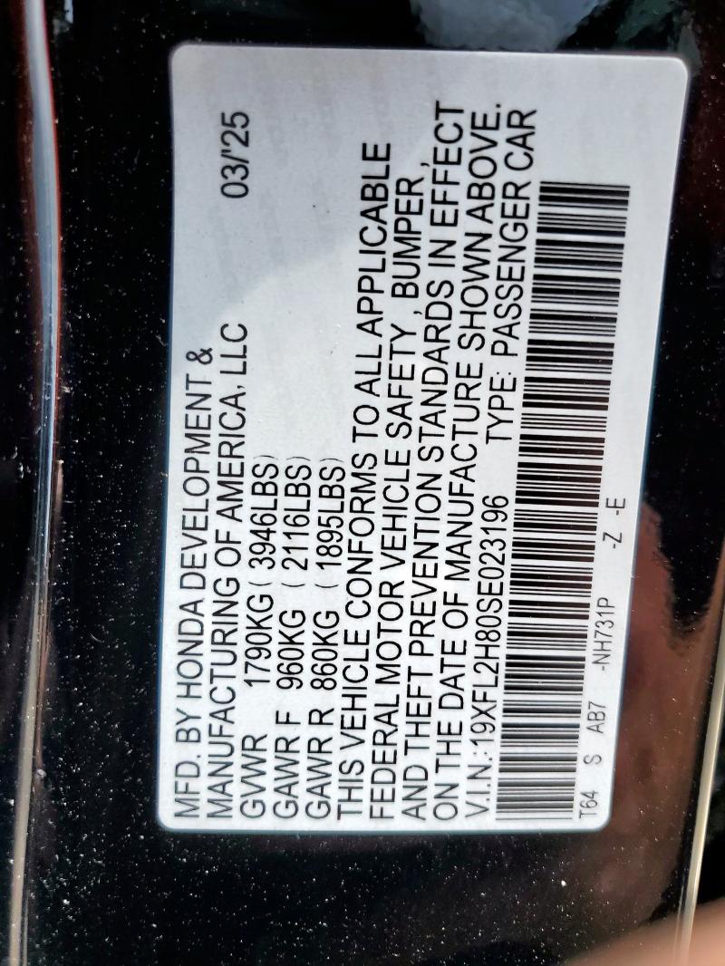 2025 HONDA CIVIC SPOR - 19XFL2H80SE023196